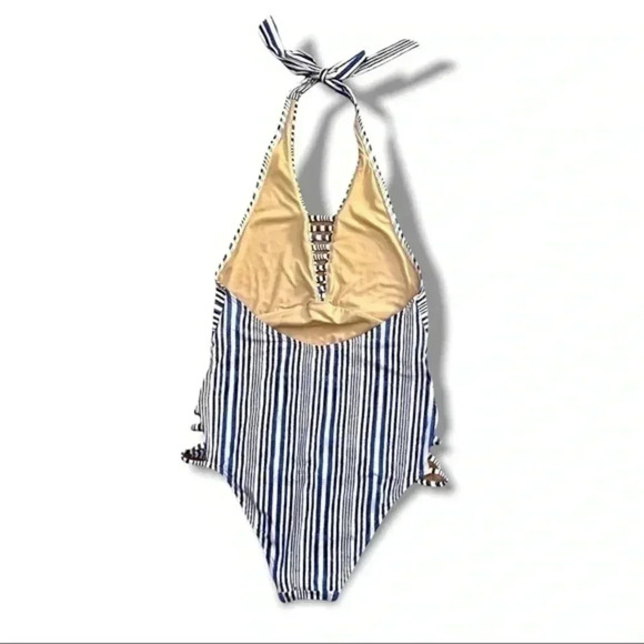 NWT Tart Collections Alana One-piece Tie Halter Top Cut-out Stripe Swimsuit S - Picture 6 of 15